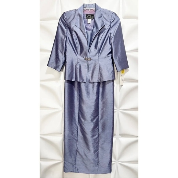 Alex Evenings Violet Purple Blue Long Formal Gown Dress Jacket 2pc Suit Set - Picture 1 of 10